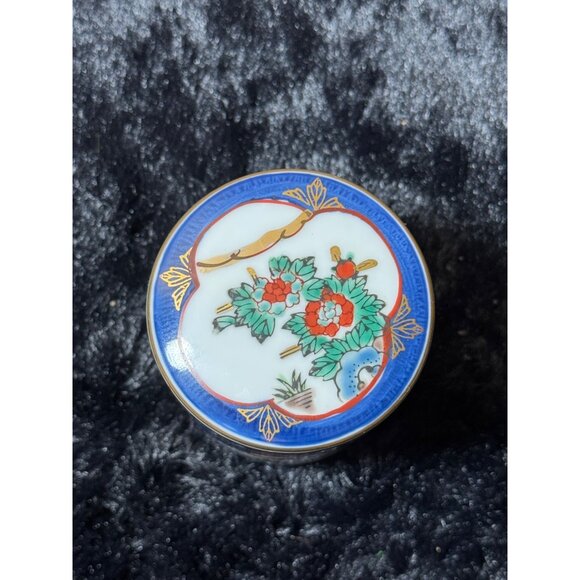 Vintage Japenese Gold Imari Covered Porcelain Container Ginger Jar Cigerate Jar - Picture 7 of 14